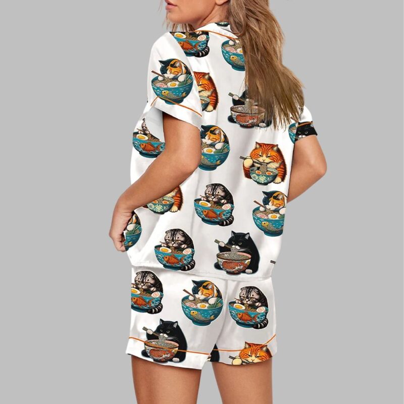 Chonky Black Cat Ramen Japanese Noodles Pajama Set - Image 3