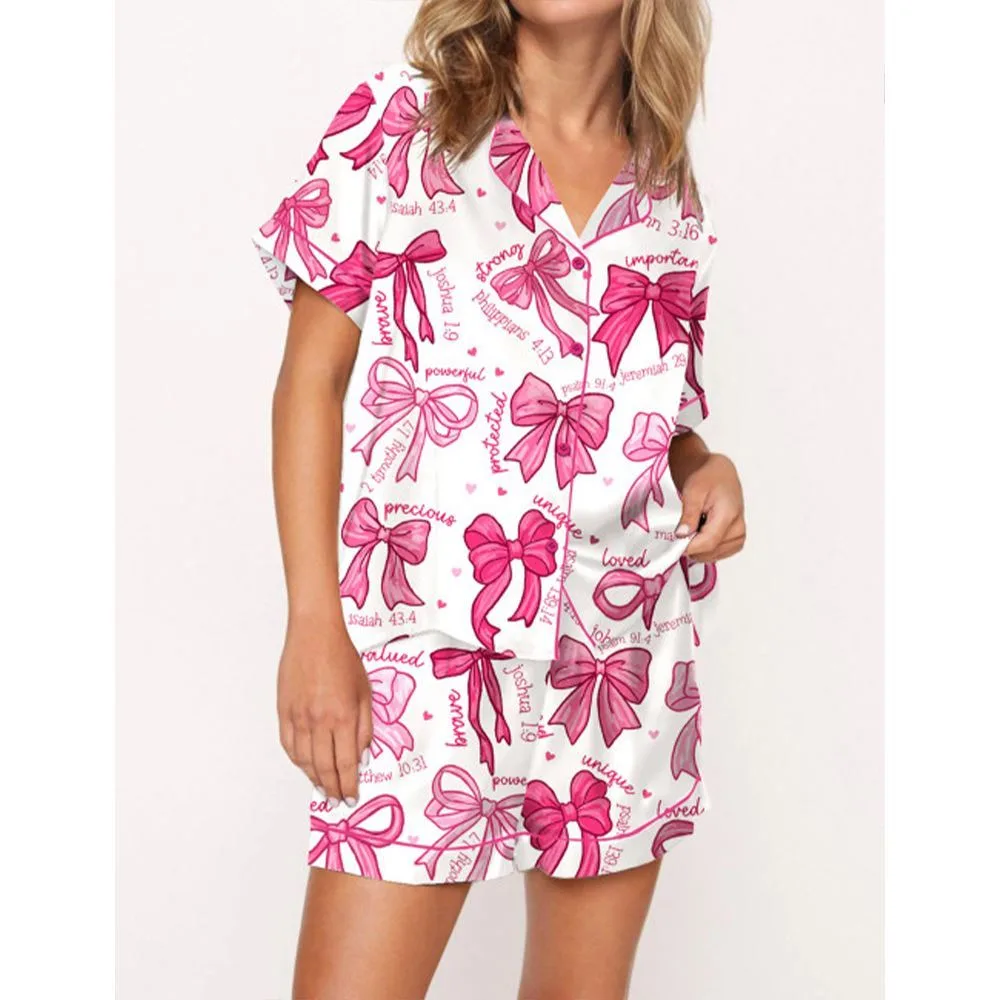 Christian Coquette Bows Pajama Set For Women