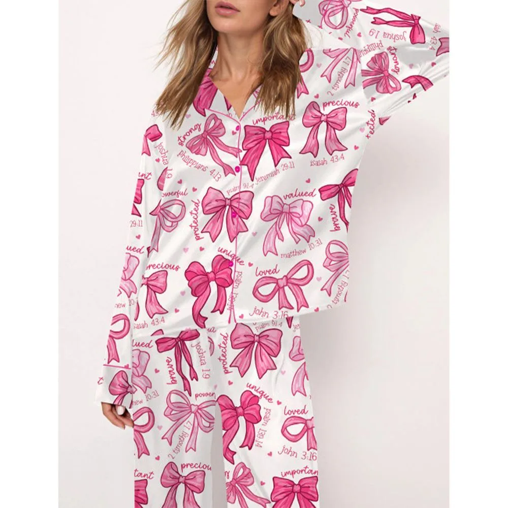 Christian Coquette Bows Pajama Set For Women - Image 2