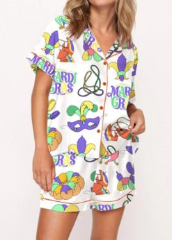 Christian Mardi Gras Satin Pajama Set For Women