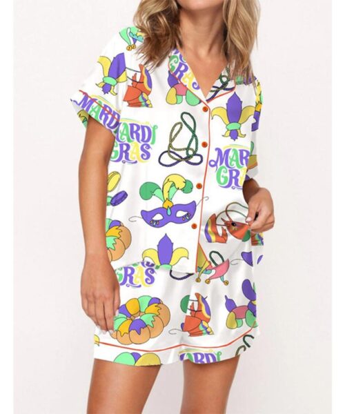 Christian Mardi Gras Satin Pajama Set For Women