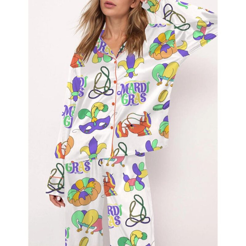 Christian Mardi Gras Satin Pajama Set For Women - Image 2