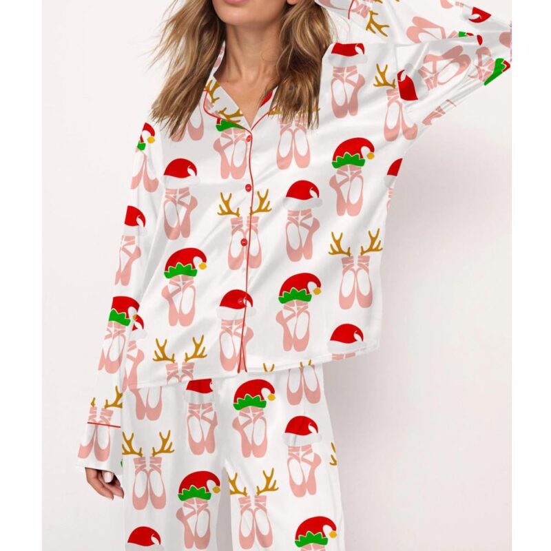Christmas Ballet Shoes Satin Pajama Set
