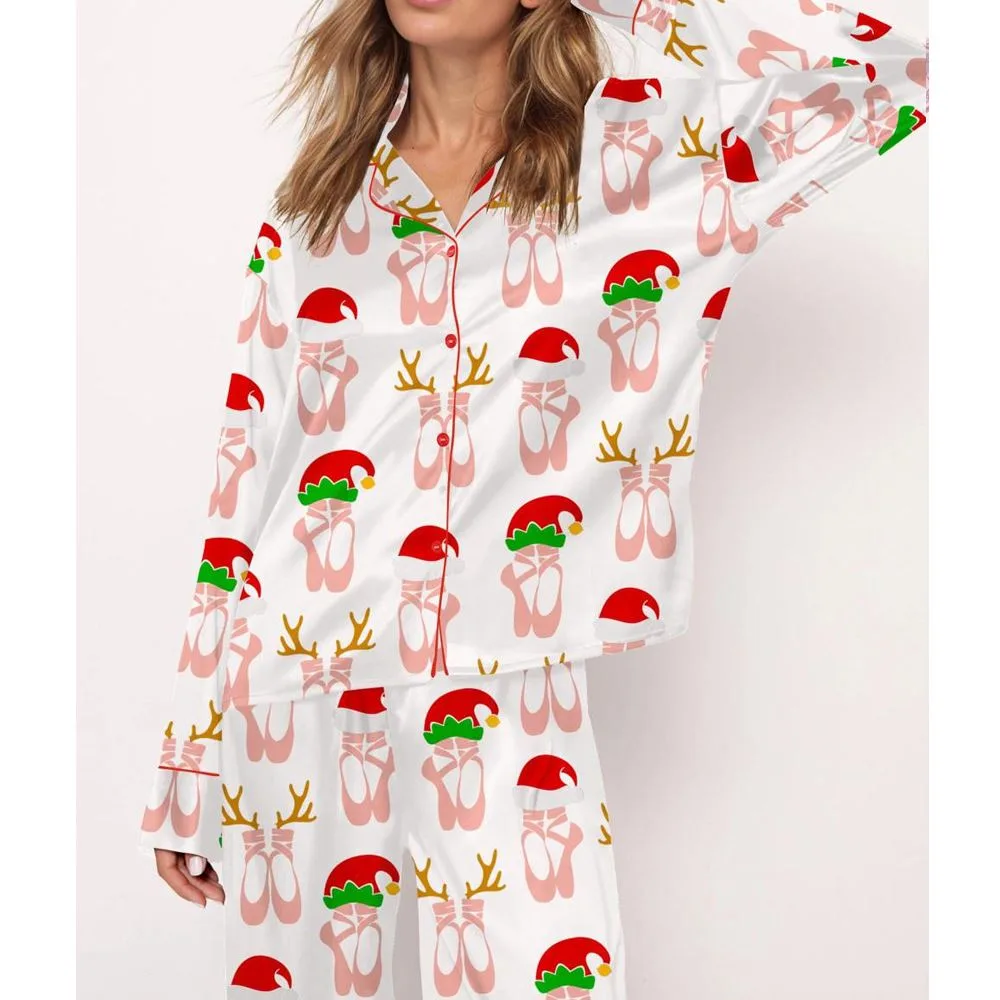 Christmas Ballet Shoes Satin Pajama Set