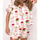 Christmas Ballet Shoes Satin Pajama Set For Women