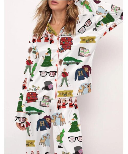 Christmas Classics Satin Pajama Set For Women