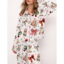 Christmas Coquette Cat Satin Pajama Set For Women