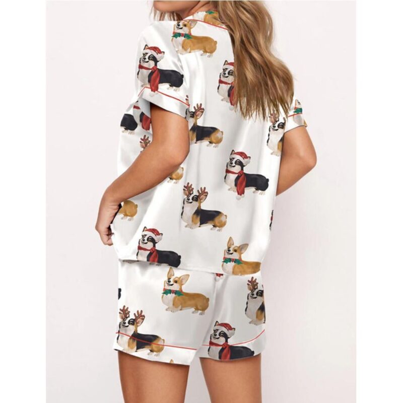 Christmas Corgi Satin Pajama Set For Women - Image 2