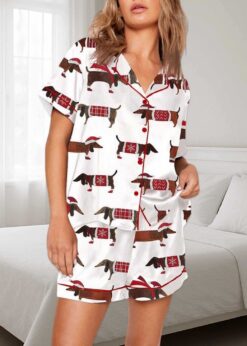 Christmas Dachshund Pajama Set For Women