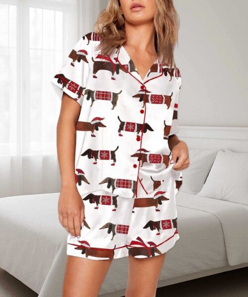Christmas Dachshund Pajama Set For Women