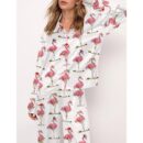 Christmas Flamingo Martini Satin Pajama Set For Women