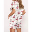 Christmas Flamingo Martini Satin Pajama Set For Women