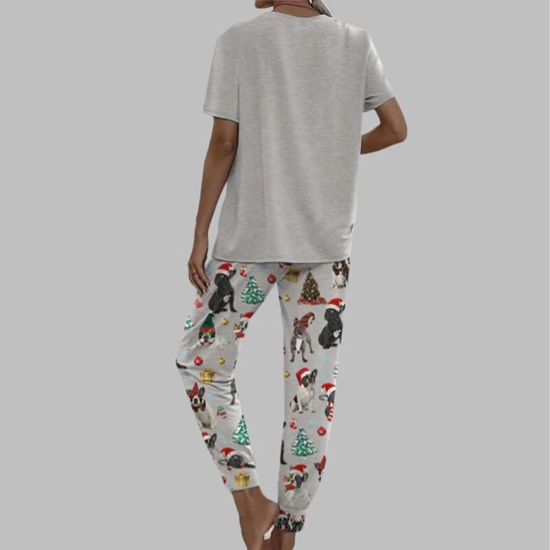 Christmas French Bulldog Casual Pajama Set For Women - Image 2