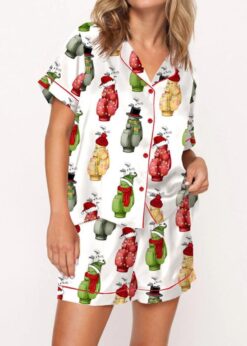 Christmas Golf Satin Pajama Set For Women