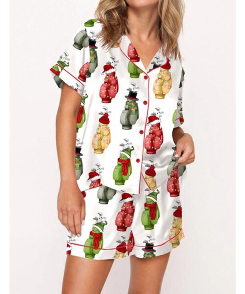 Christmas Golf Satin Pajama Set For Women