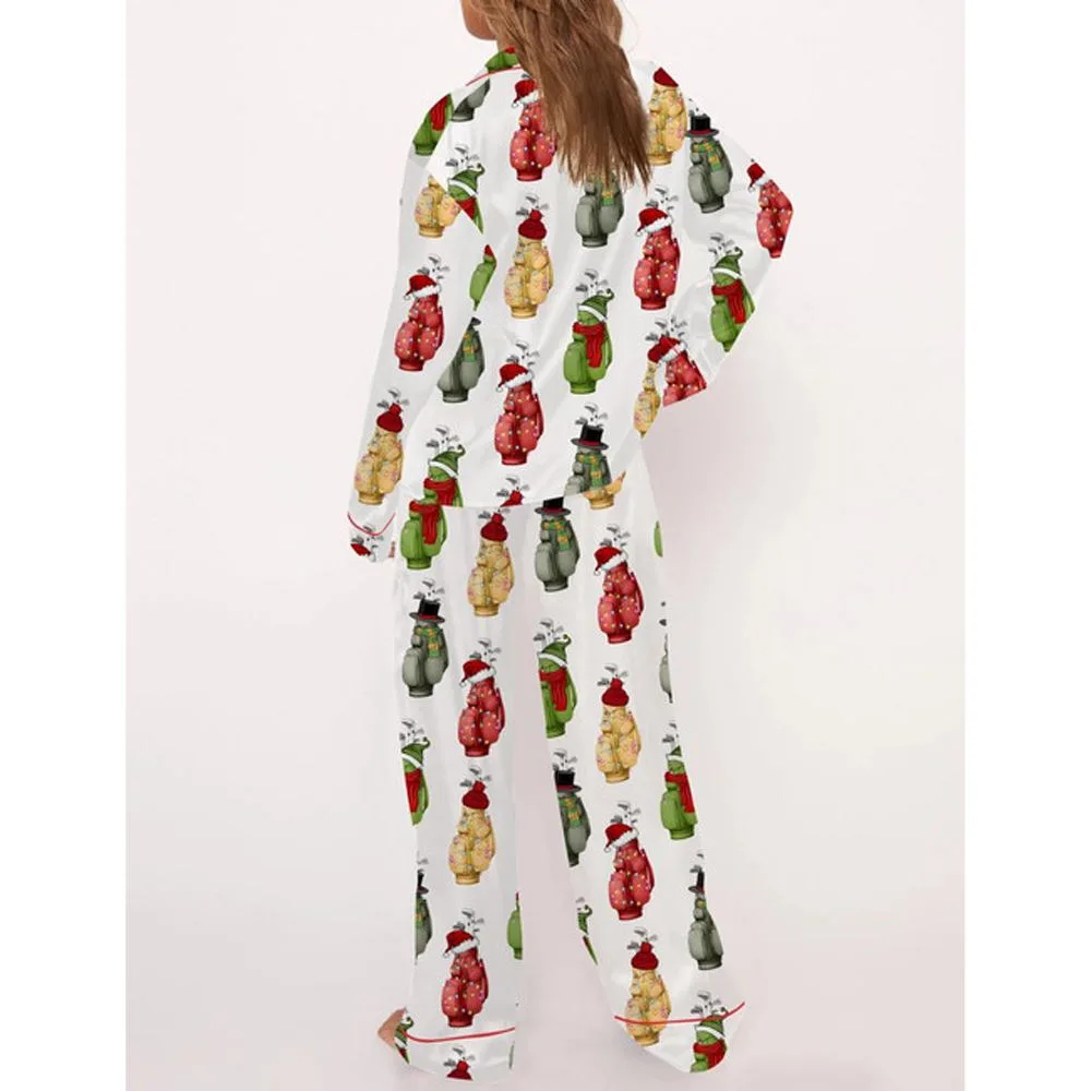 Christmas Golf Satin Pajama Set For Women - Image 3