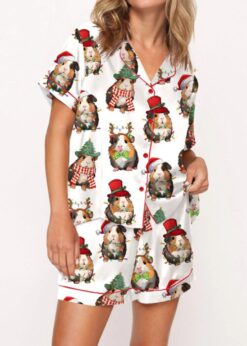 Christmas Guinea Pig Satin Pajama Set For Women