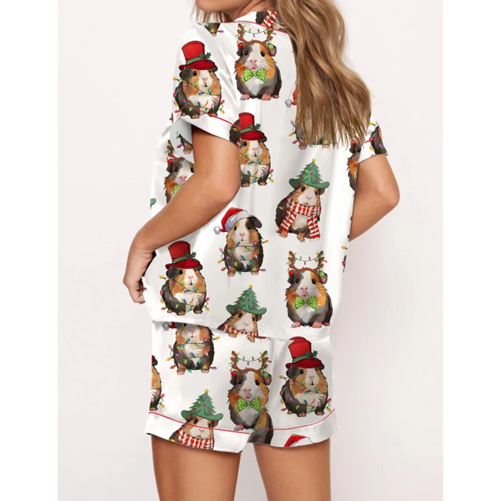Christmas Guinea Pig Satin Pajama Set For Women - Image 2