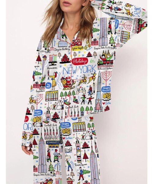 Christmas Holidays In New York Satin Pajama Set For Women