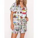 Christmas Holidays In New York Satin Pajama Set For Women