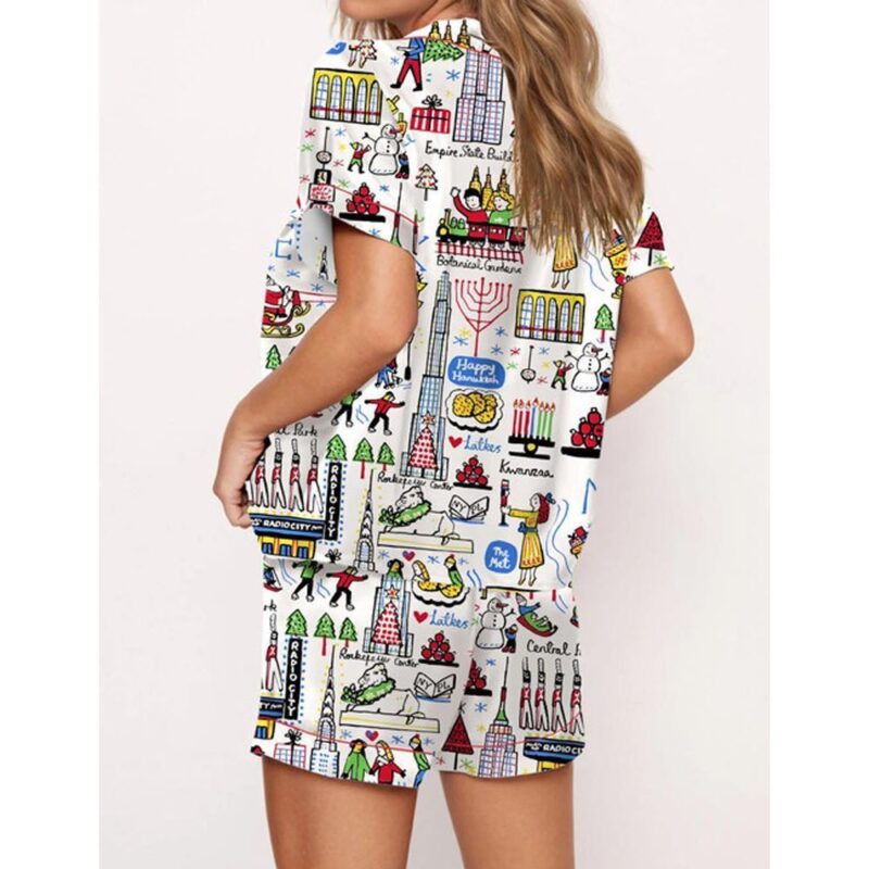 Christmas Holidays In New York Satin Pajama Set For Women - Image 3