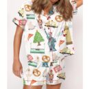 Christmas New York Satin Pajama Set For Women
