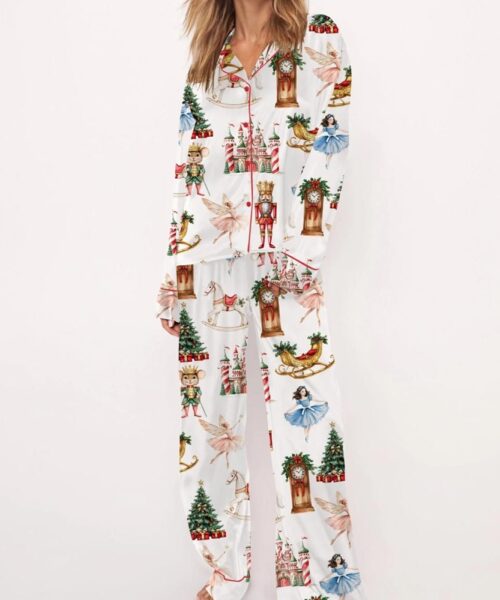 Christmas Nutcracker Ballet Satin Pajama Set For Women