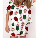 Christmas Pickleball Satin Pajama Set For Women