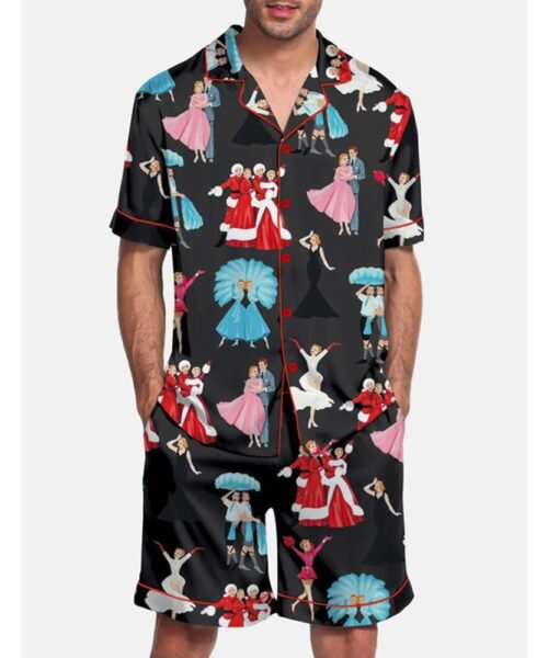 Christmas Print Satin Pajama Set For Men