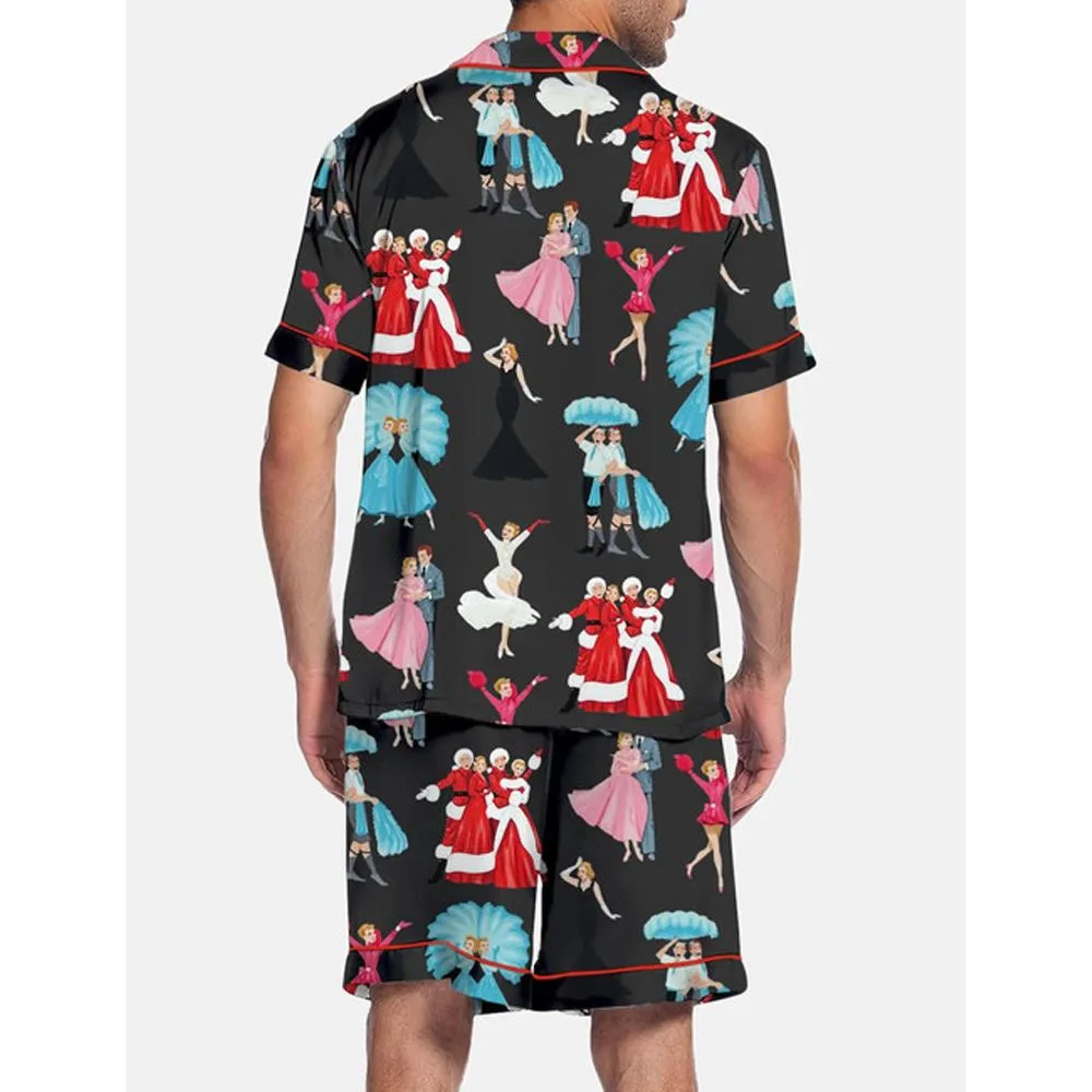 Christmas Print Satin Pajama Set For Men - Image 2