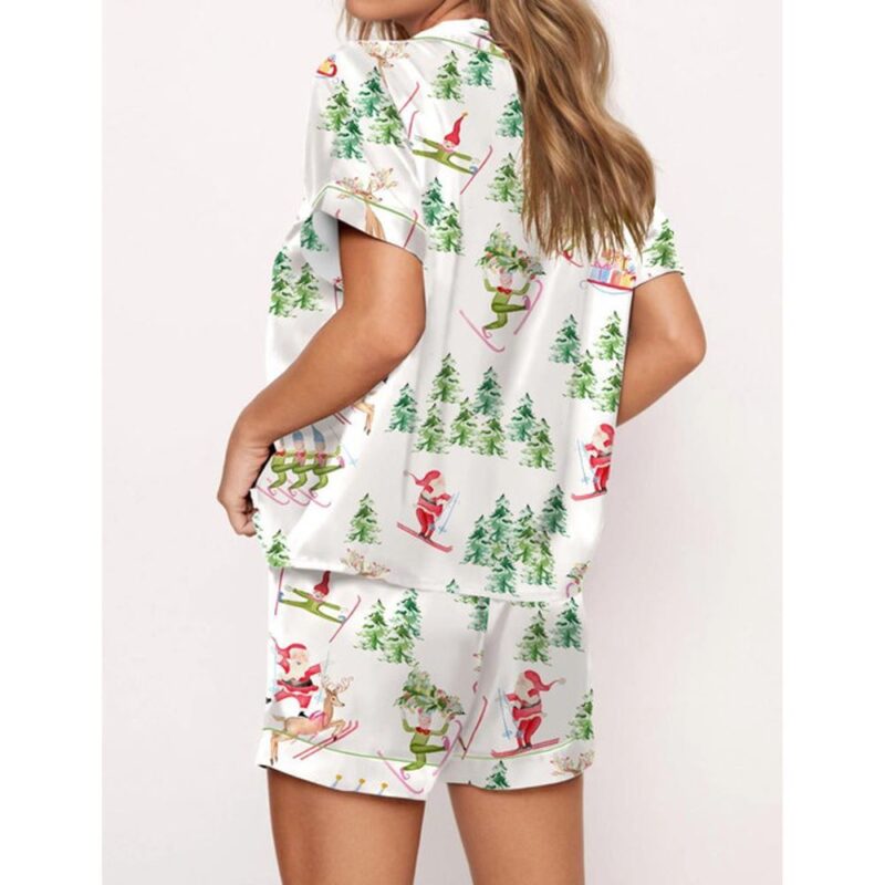 Christmas Skiing Holiday Satin Pajama Set For Women - Image 2