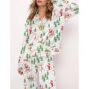 Christmas Skiing Holiday Satin Pajama Set For Women