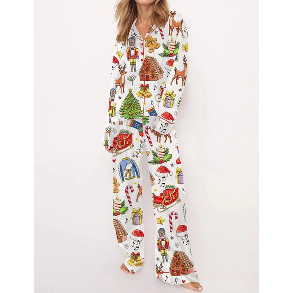 Christmas Things Satin Pajama Set For Women - Image 2