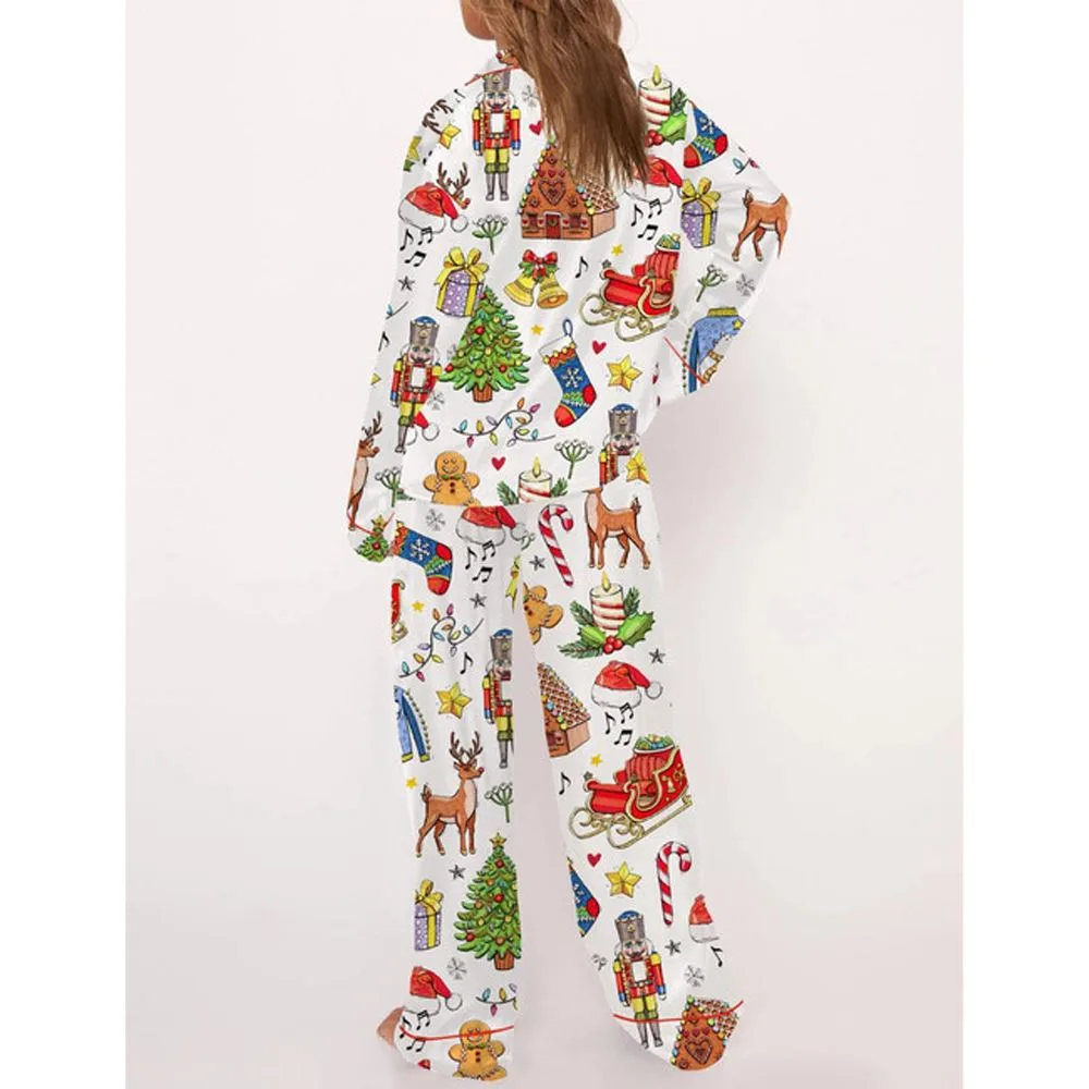 Christmas Things Satin Pajama Set For Women - Image 3