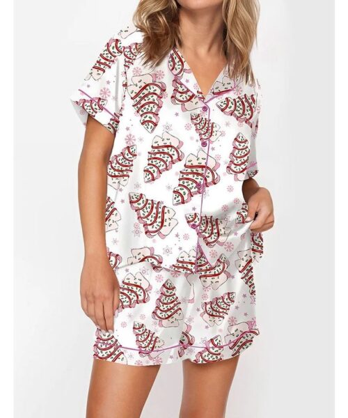 Christmas Tree Cake Short Sleeve Pajama Set