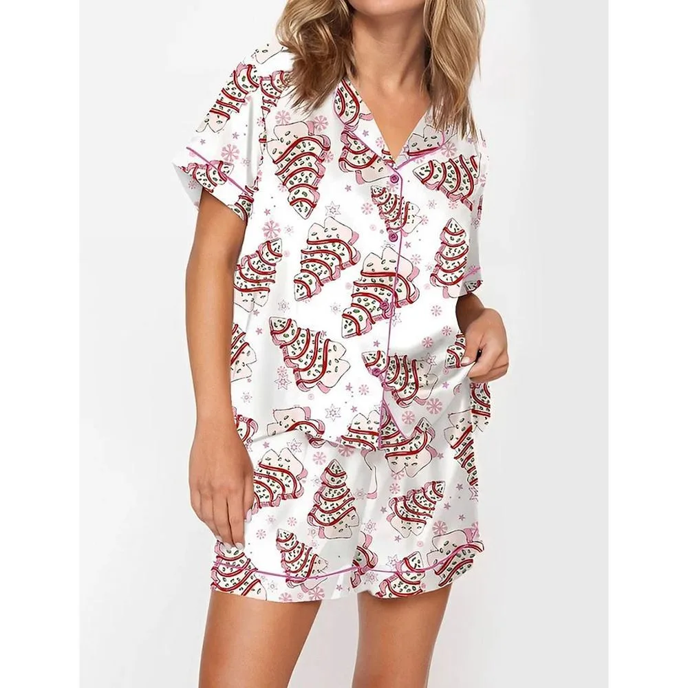 Christmas Tree Cake Short Sleeve Pajama Set