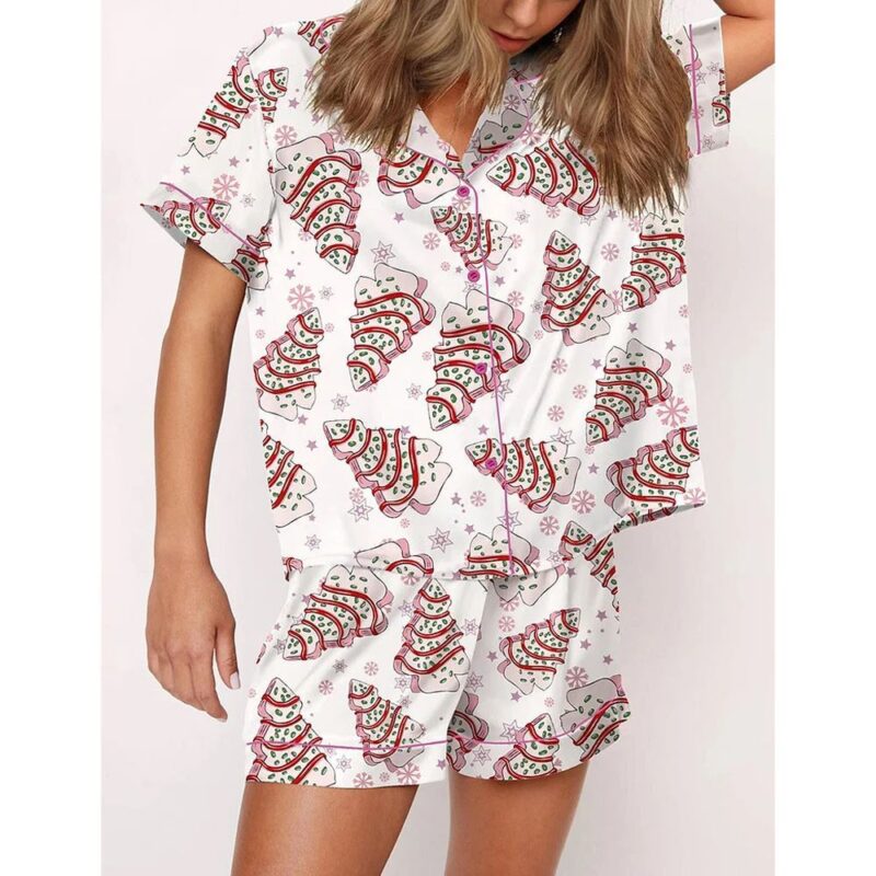 Christmas Tree Cake Short Sleeve Pajama Set - Image 2