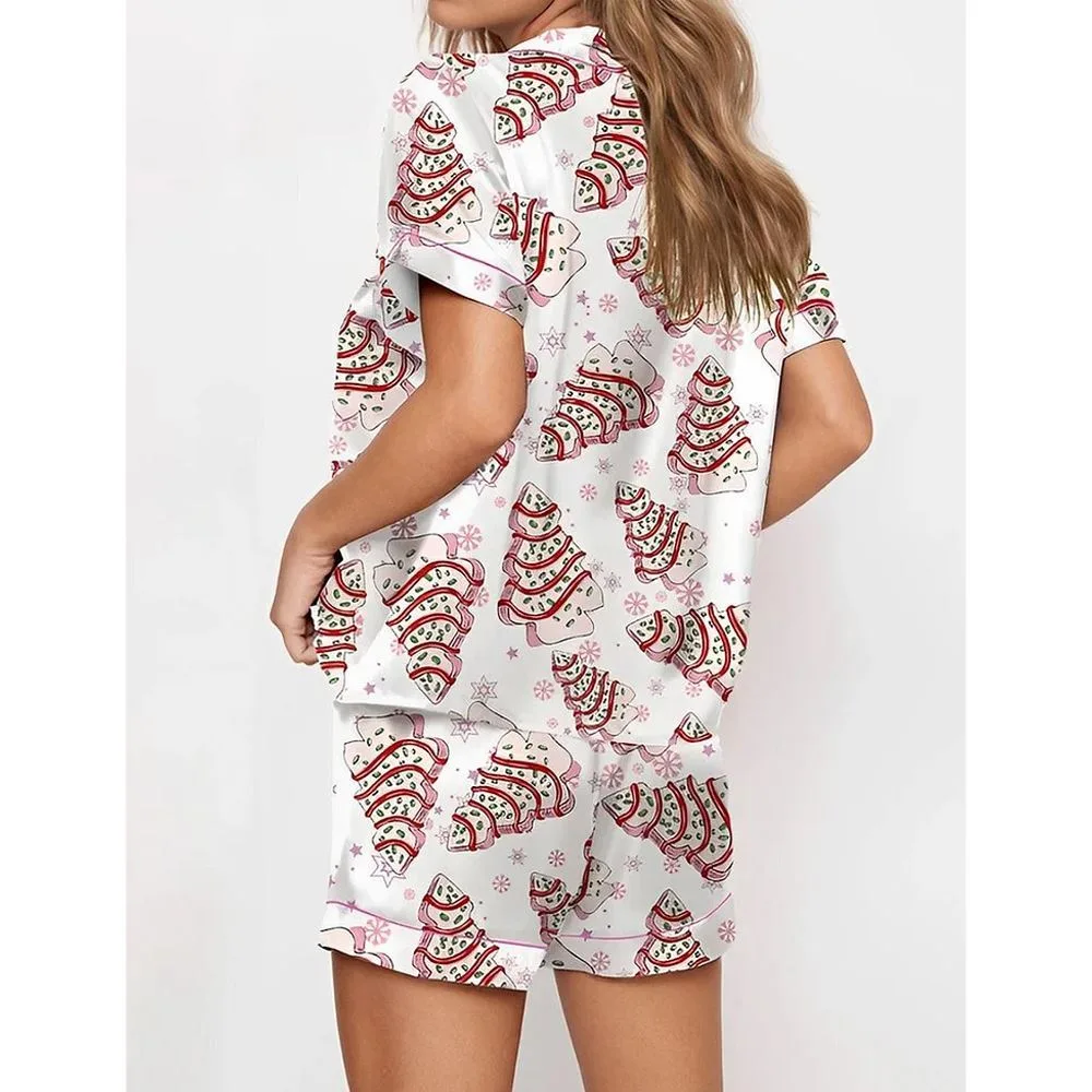 Christmas Tree Cake Short Sleeve Pajama Set - Image 3