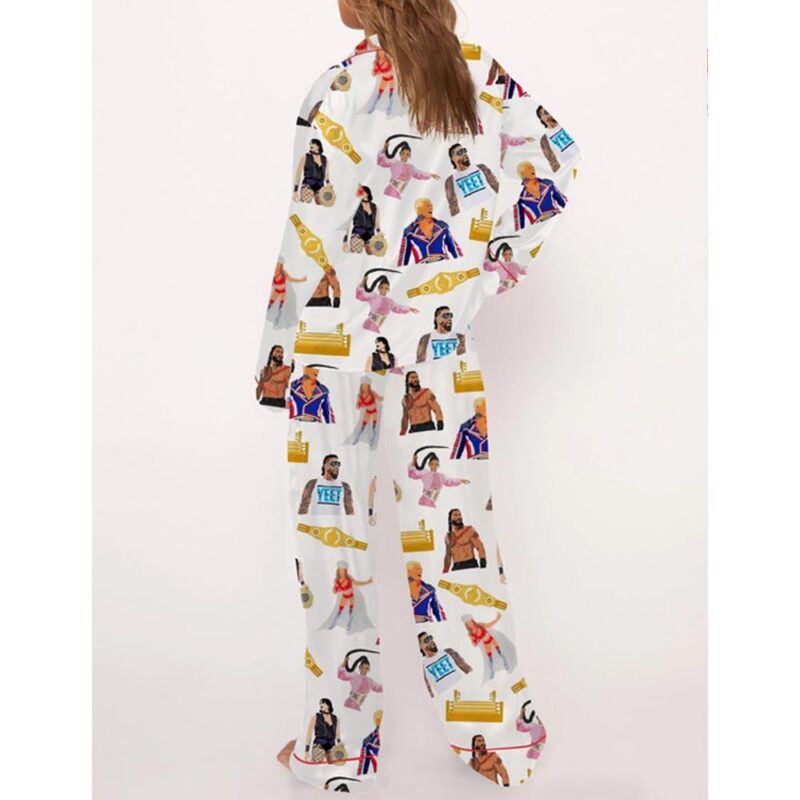Classic Wrestler Satin Pajama Set For Women - Image 3