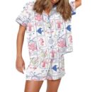 Coastal Aesthetic Satin Pajama Set For Women