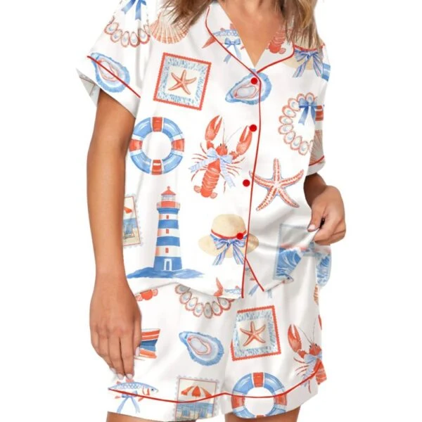 Coastal Coquette Summer Pajama Set For Women
