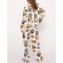 Coffee And Cats Pajama Set For Women
