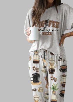 Coffee Lovers Art Casual Pajama Set