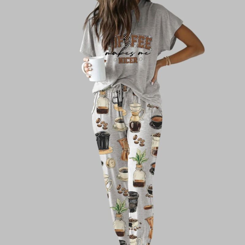 Coffee Lovers Art Casual Pajama Set - Image 2