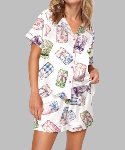 Cola Cans And Bows Pajama Set For Women