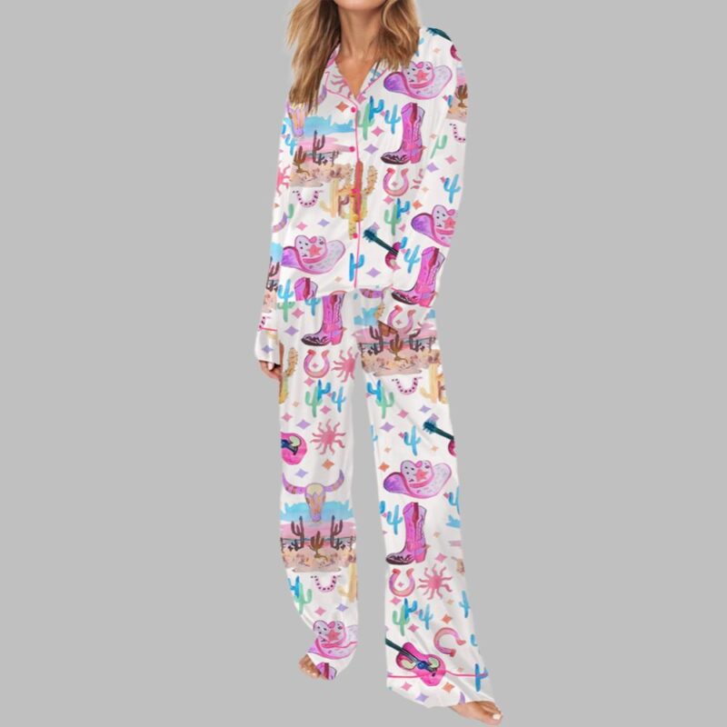 Colorful Cowgirl Pajama Set For Women - Image 3