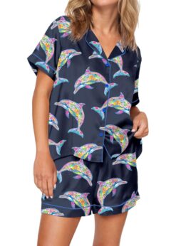 Colorful Dolphins Pajama Set For Women