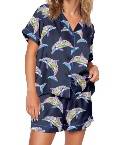 Colorful Dolphins Pajama Set For Women