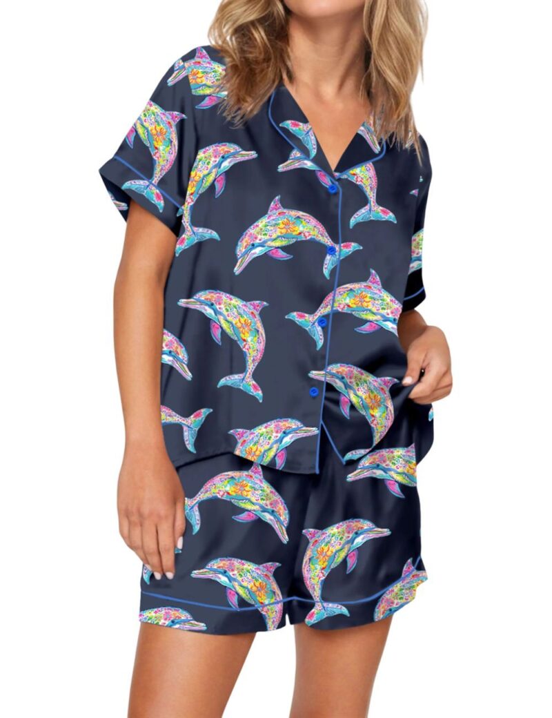 Colorful Dolphins Pajama Set For Women