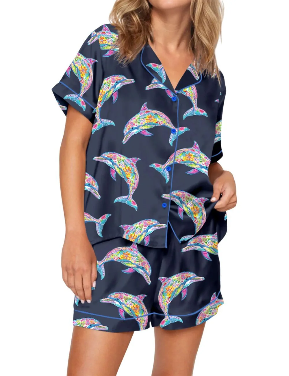 Colorful Dolphins Pajama Set For Women